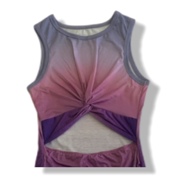 Women's Sleeveless Tank Dress with Cutout and Ruched Skirt - Picture 4 of 6